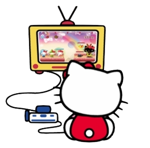 hello kitty playing video games